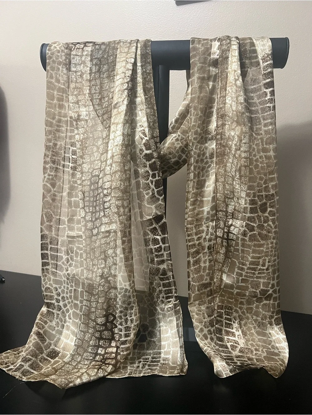 4 Animal-Print Sheer Scarfs in Brown and Tan
